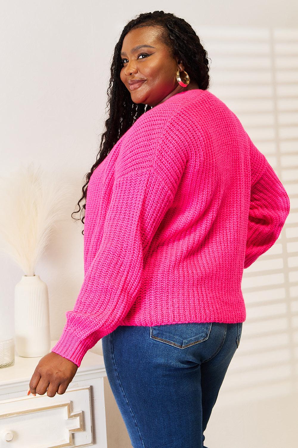 Cropped Cardigan Rib-Knit Open Front Long Sleeve Loose Chunky Knit Sweater Coat
