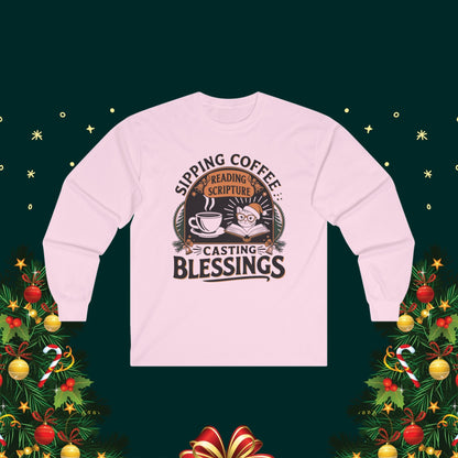 Graceful Sipping Cotton Long Sleeve Tshirt