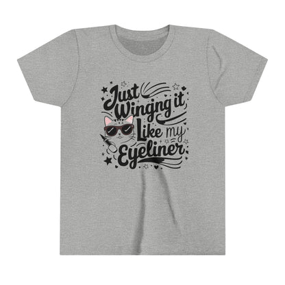 Just Winging it Like My Eyeliner Youth Heavy Cotton T-Shirt