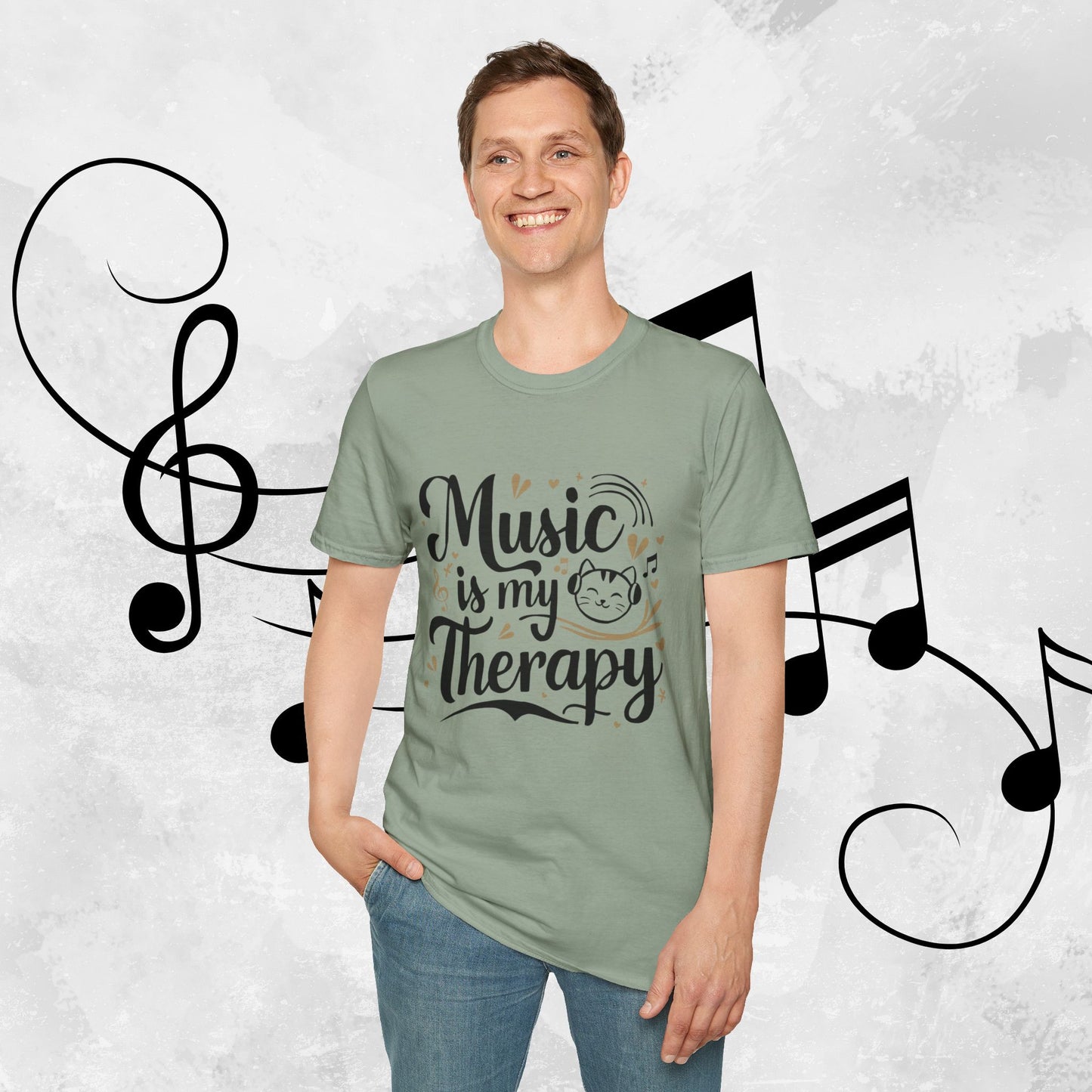 Music Is My Therapy Cotton Men T-Shirt