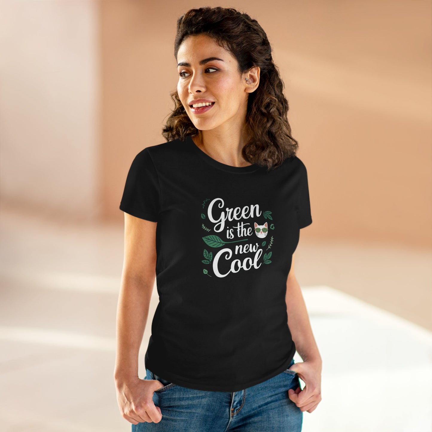 Green Is The New Cool Cotton Women Tshirt