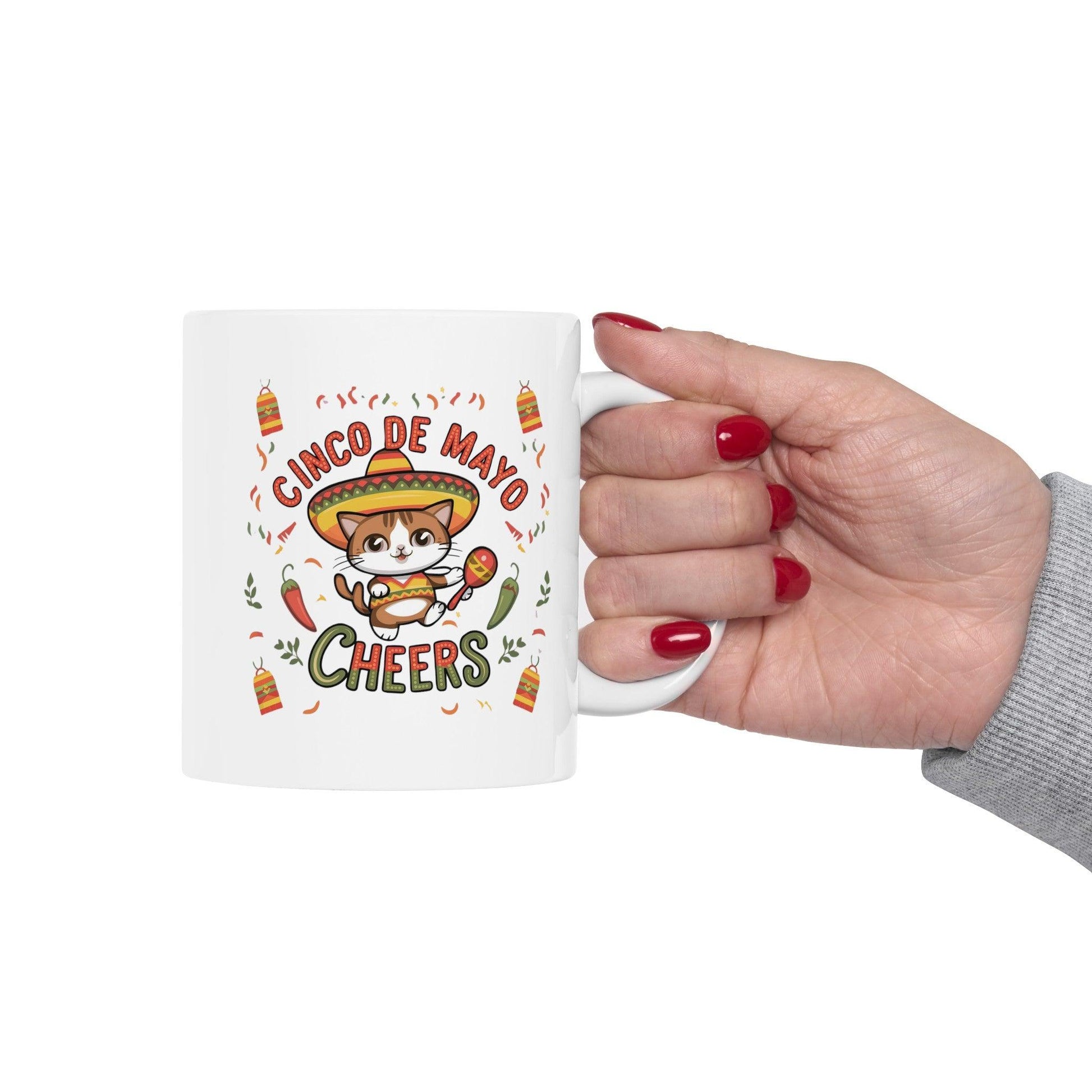 Billien Fiesta Feline Printify 11oz Coffee Mugs Holiday Picks Home & Living Kitchen Mugs Sublimation Valentine's Day Valentine's Day Picks White base