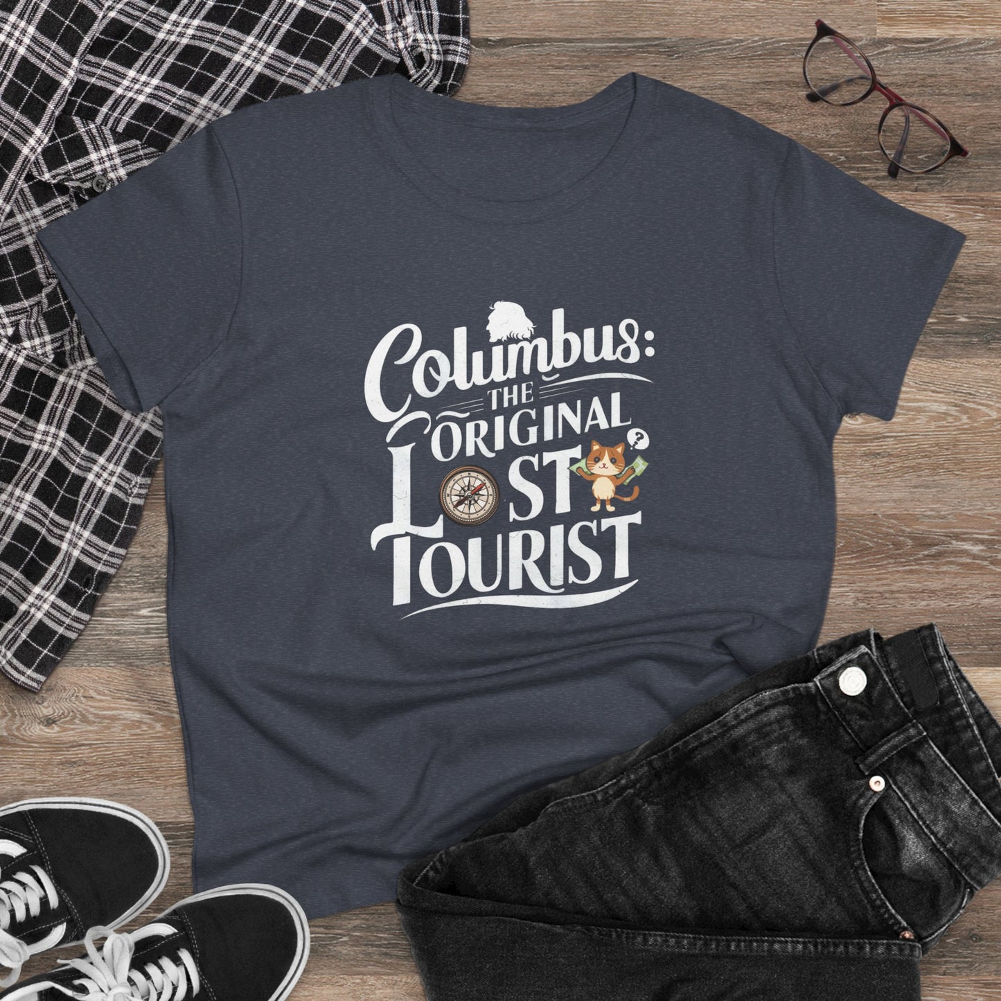 Columbus The Original Lost Tourist Women Cotton Tshirt
