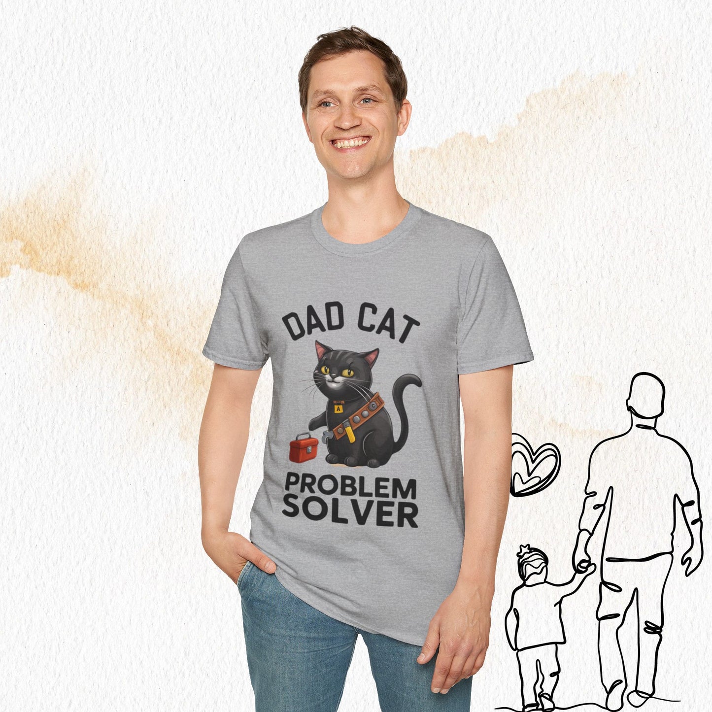Dad Cat Problem Solver Cotton Men Tshirt