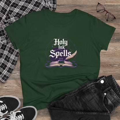 Holy Ink Spells Women Cotton Tshirt