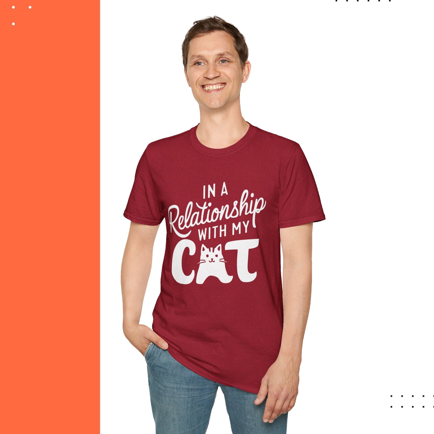In A Relationship With Cat Cotton Men Tshirt