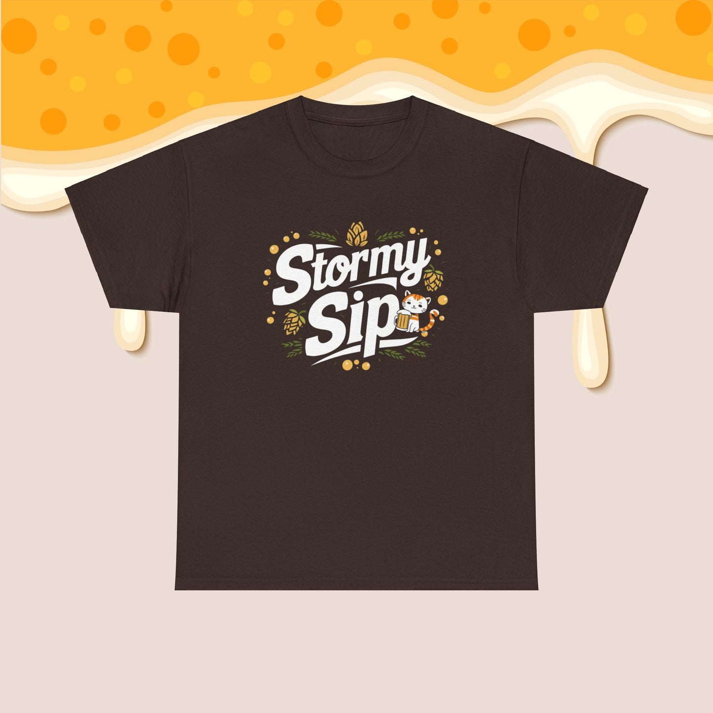 Stormy Sips Cotton T-Shirt