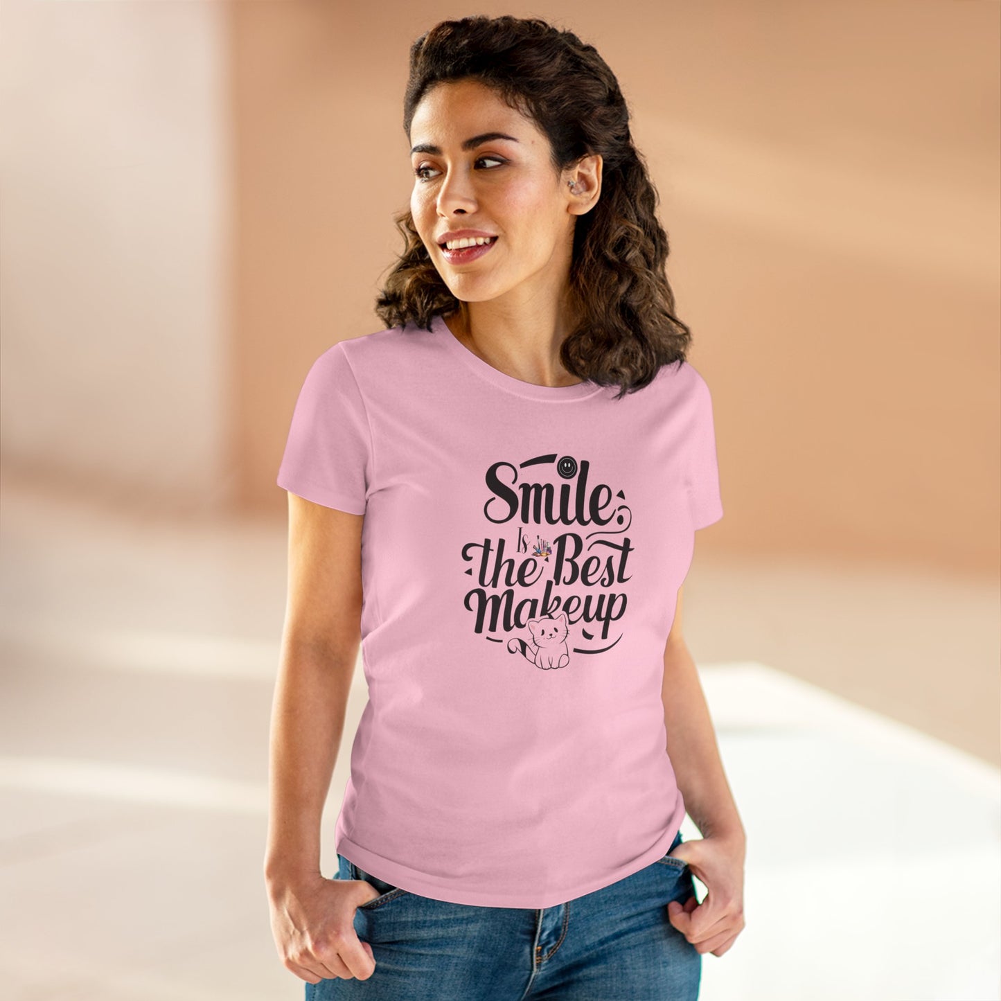 Smile Is The Best Makeup Women Cotton Tshirt
