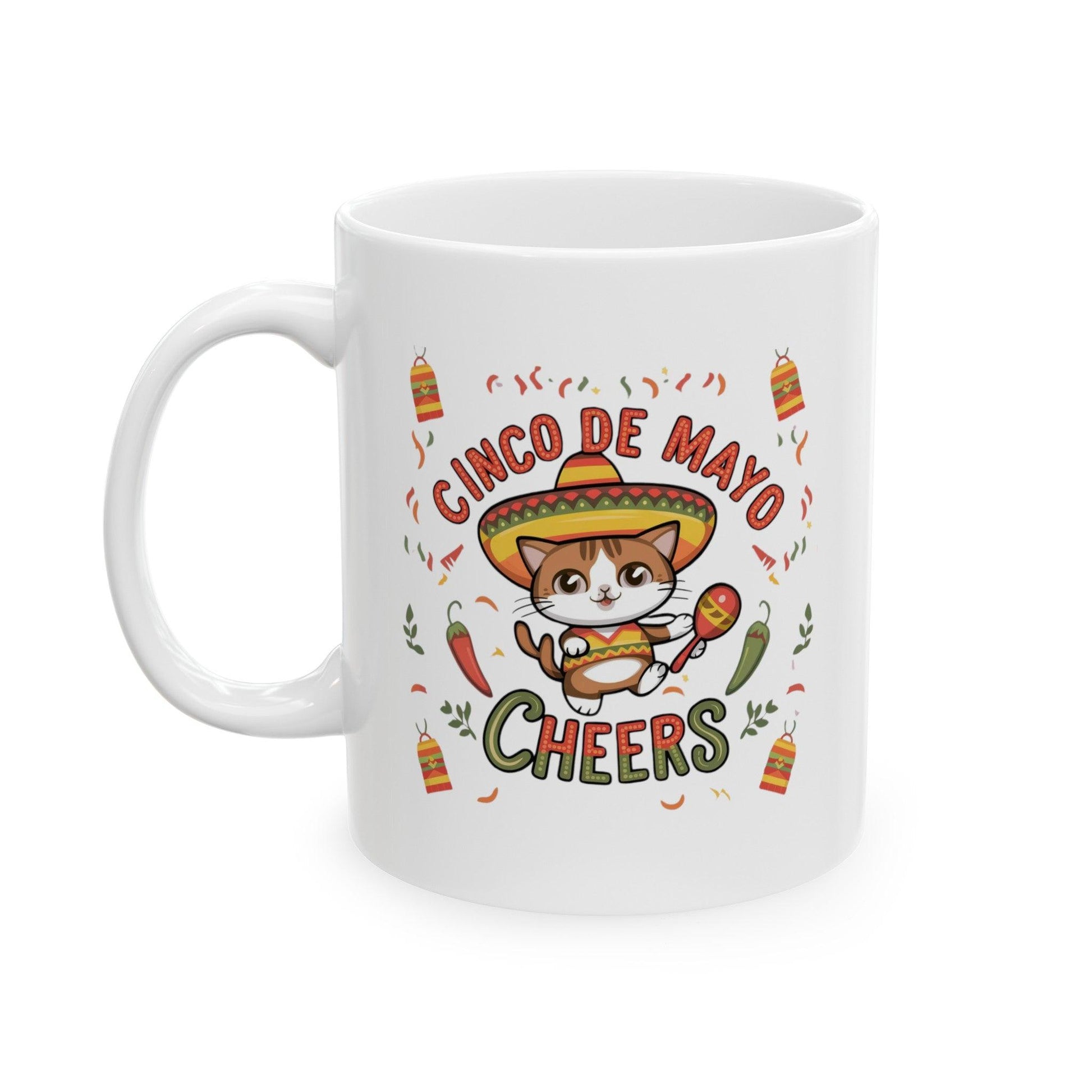 Billien Fiesta Feline Printify 11oz Coffee Mugs Holiday Picks Home & Living Kitchen Mugs Sublimation Valentine's Day Valentine's Day Picks White base