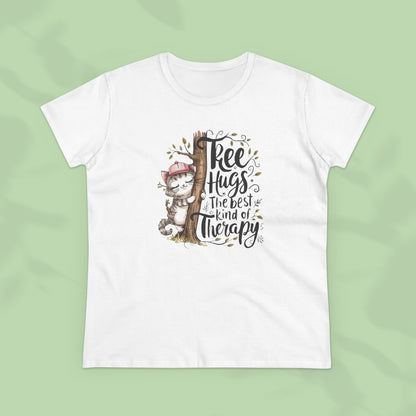 Tree Hugs Best Kind of Therapy Women Cotton Tshirt