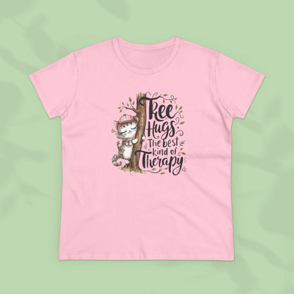 Tree Hugs Best Kind of Therapy Women Cotton Tshirt