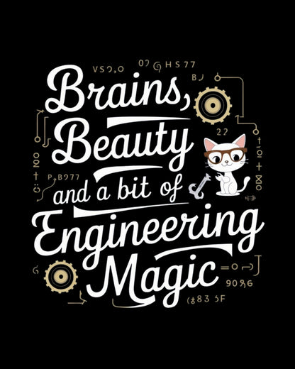Brains Beauty & Bit of Engineering Magic Cotton T-Shirt