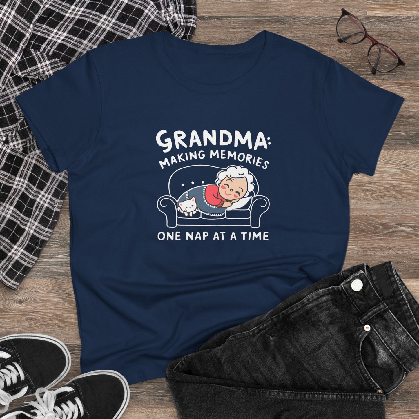 Grandma Making Memory One Nap A Time Women Cotton Tshirt
