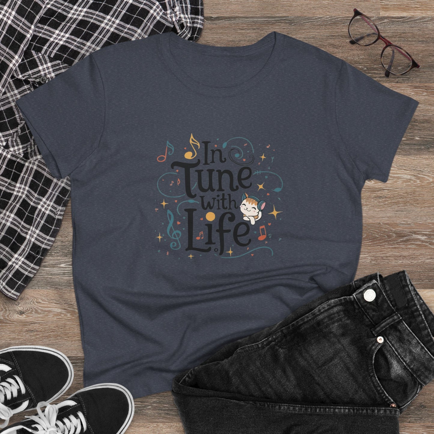 In Tune With Life Women Cotton Tshirt