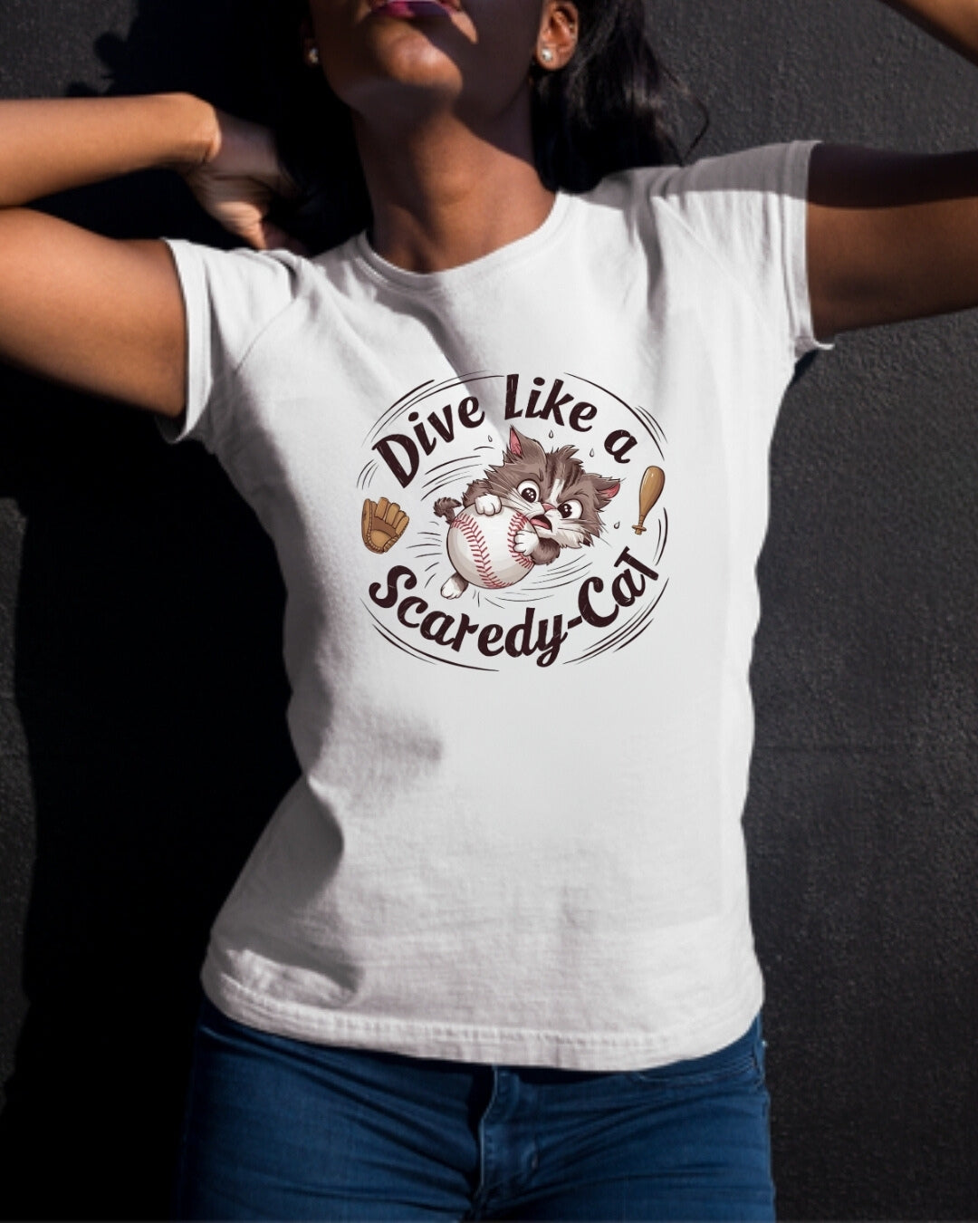 Dive Like Scaredy Cat  Baseball Cotton T-Shirts