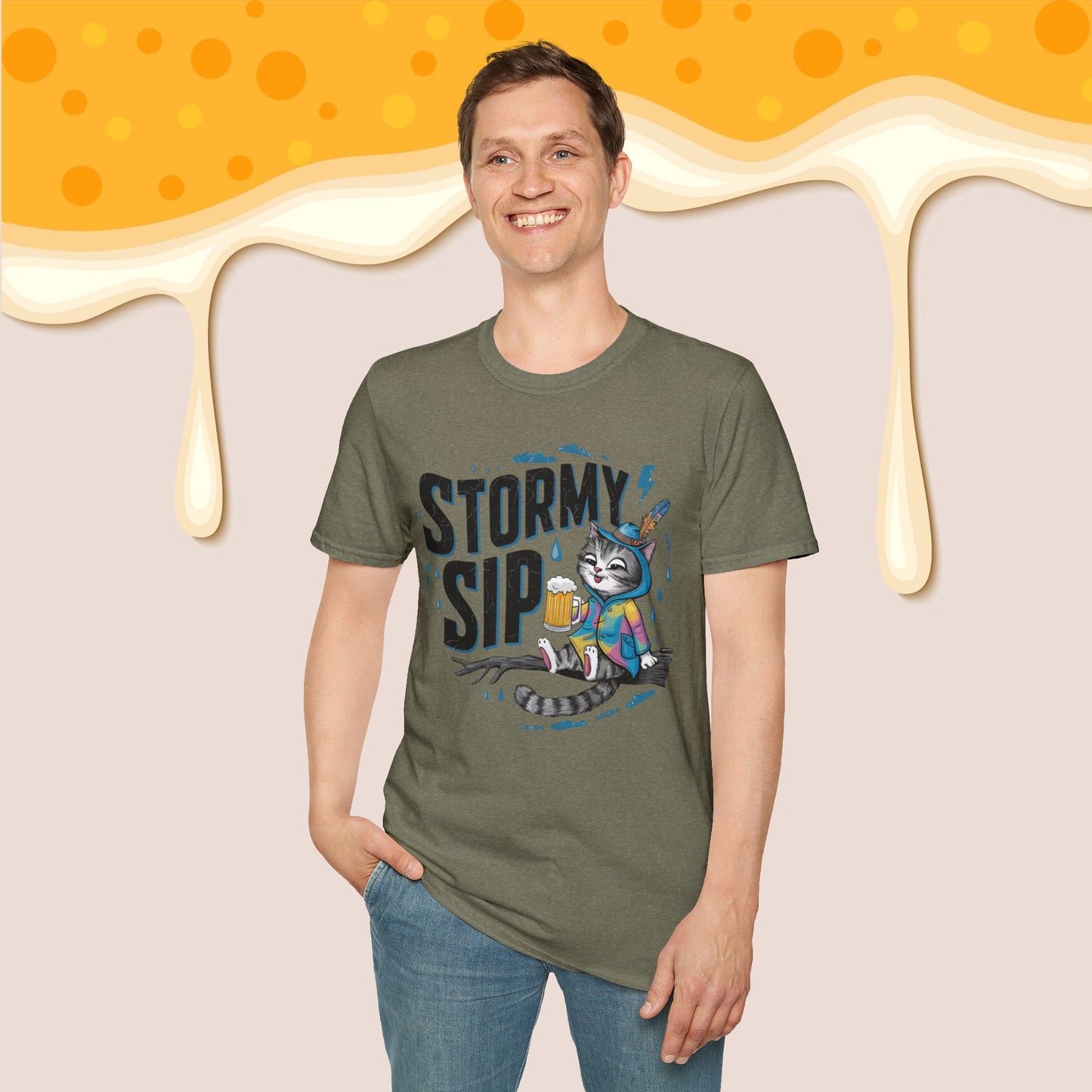 Stormy Sip Cotton Men Tshirt