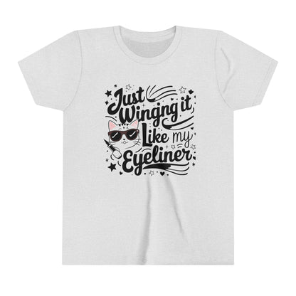 Just Winging it Like My Eyeliner Youth Heavy Cotton T-Shirt