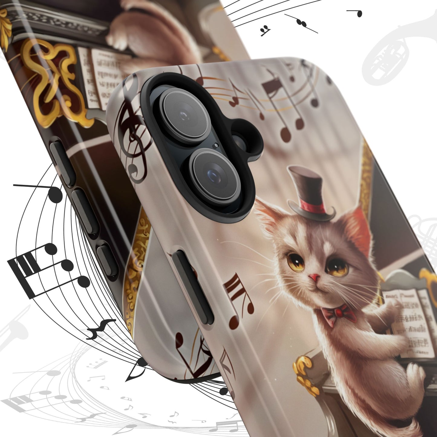 Meowsic Shield Wireless Charging Support Tough Case