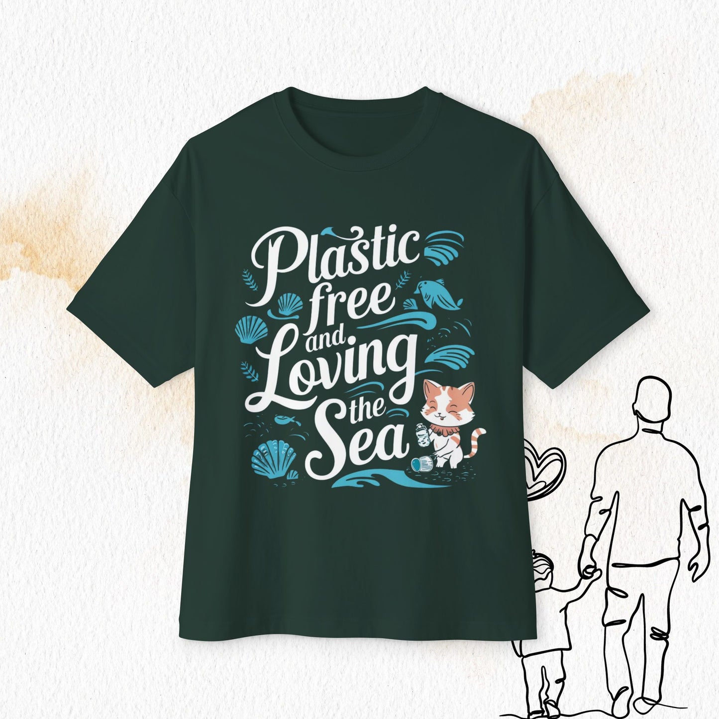 Plastic Free Loving Ocean Unisex Oversized Boxy Tshirts