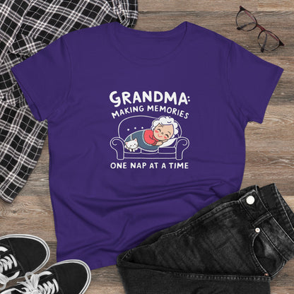 Grandma Making Memory One Nap A Time Women Cotton Tshirt
