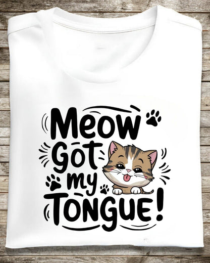 Meow Got My Tongue Idiom Cotton T-Shirt