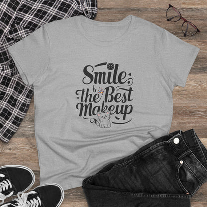 Smile Is The Best Makeup Women Cotton Tshirt