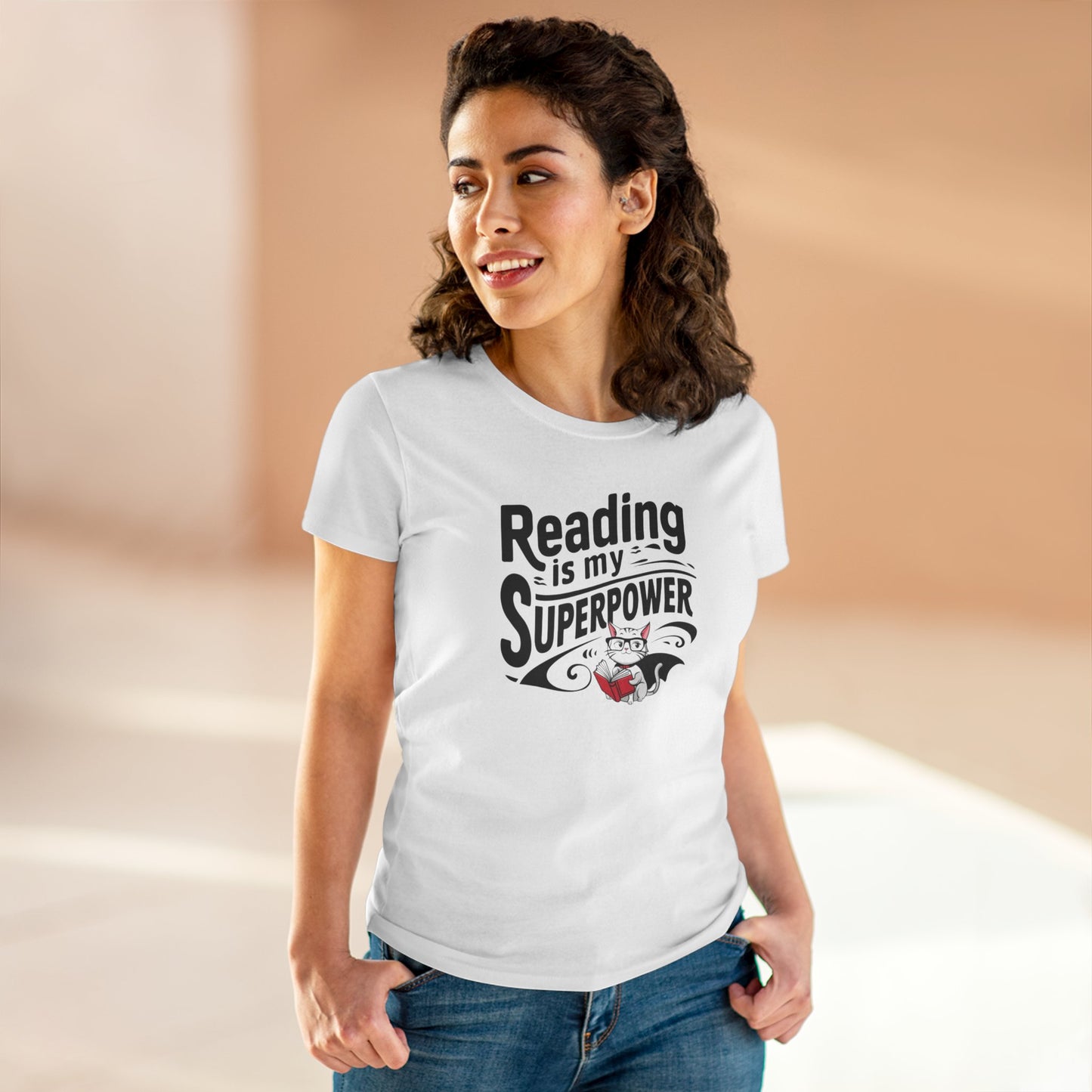 Reading Is My Superpower  Book Lovers Women Cotton T-Shirt