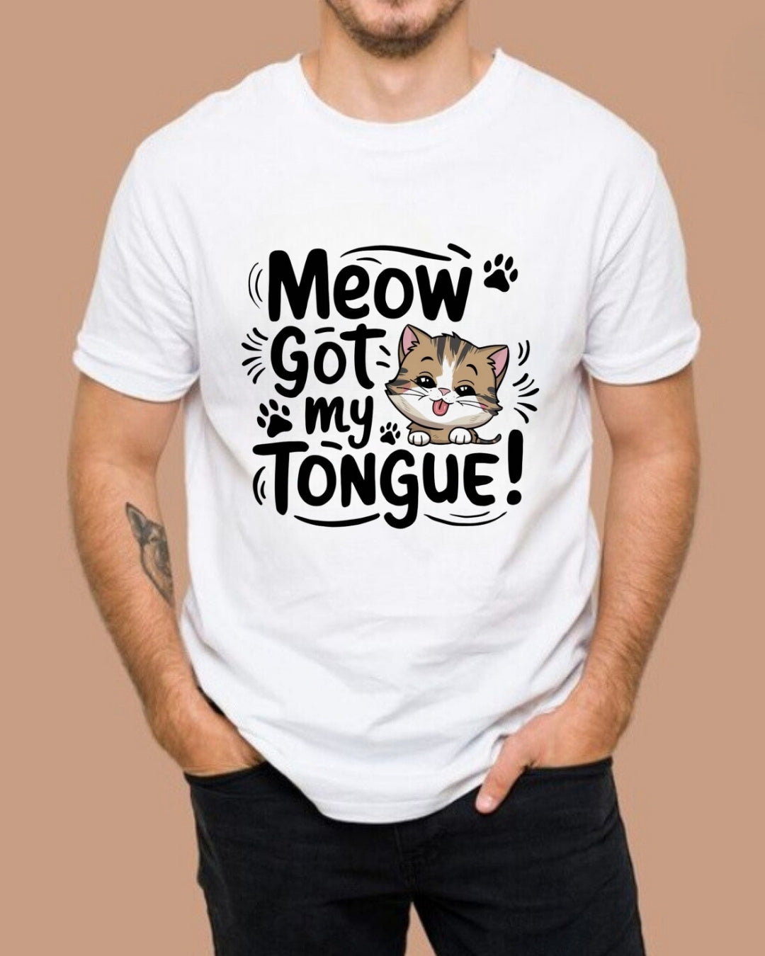 Meow Got My Tongue Idiom Cotton T-Shirt