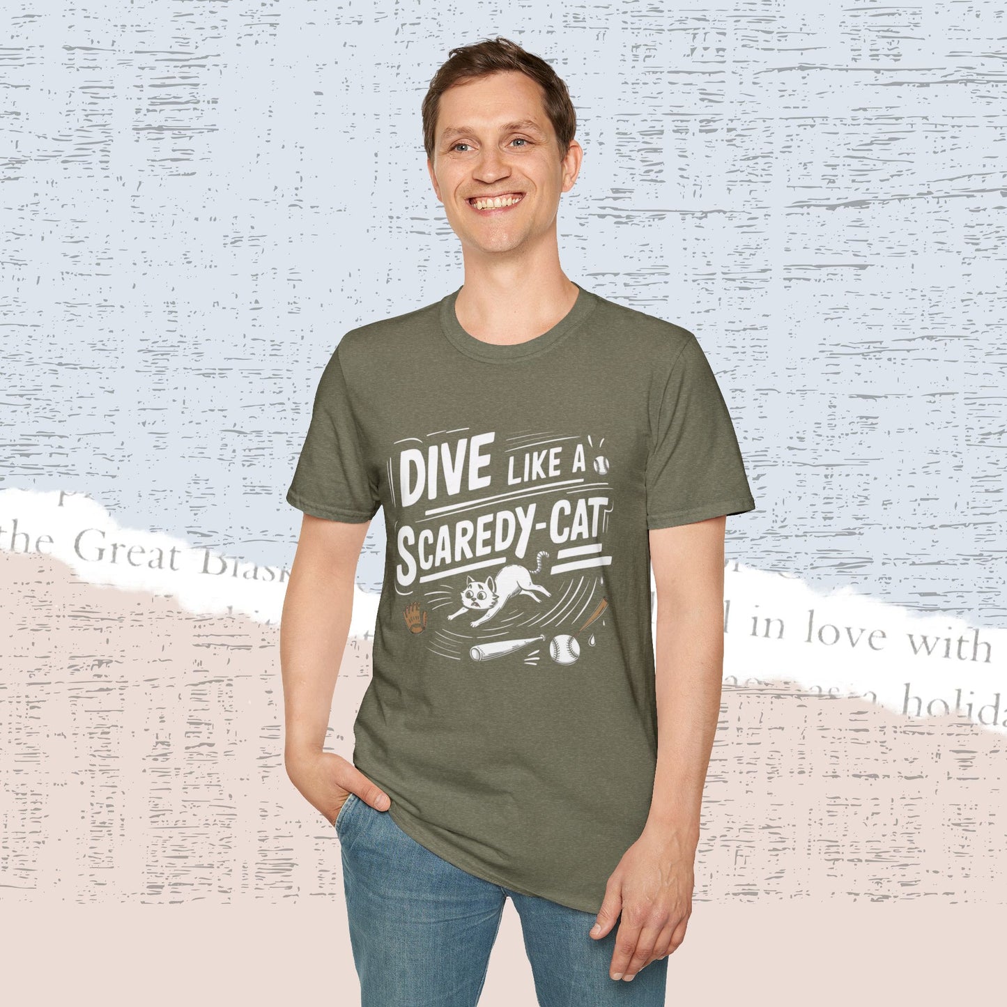 Dive Like Scaredy Cat Cotton Crew Neck Men Tshirt