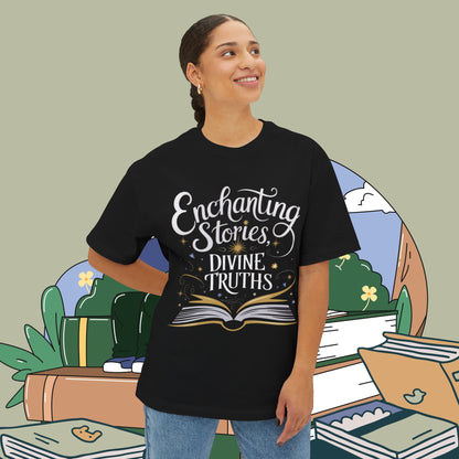 Enchanting Stories Devine Truth Unisex BookLover Oversized Boxy Tshirt