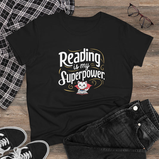 Reading Is My Superpower Book Lover Women Cotton T-Shirt