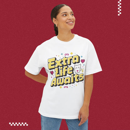 Extra Life Await Unisex Retro Oversized Boxy Tshirt