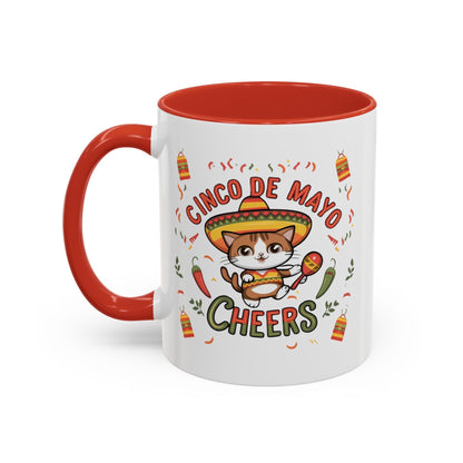 Billien Fiesta Feline Printify 11 oz 11oz accent mug Coffee Mugs Holiday Picks Home & Living Kitchen Mugs Spring Essentials two tone White base