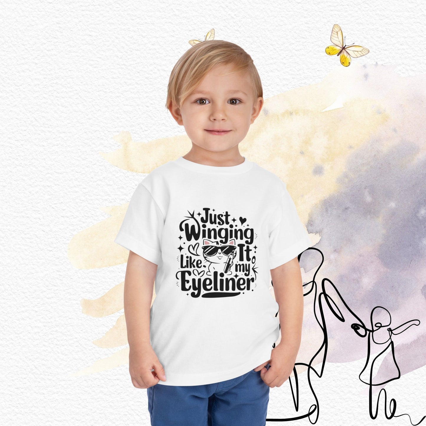 Just Winging it Like My Eyeliner Toddler Cotton T-Shirts