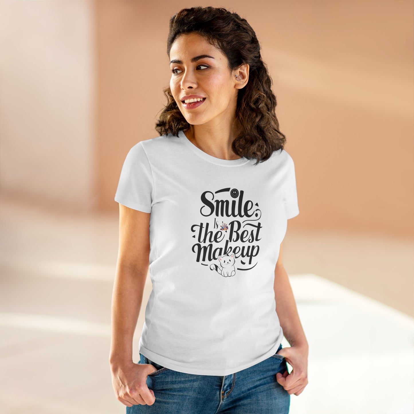 Smile Is The Best Makeup Women Cotton Tshirt