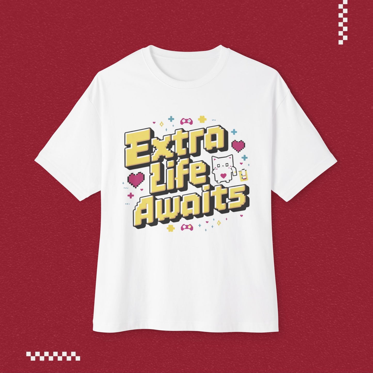 Extra Life Await Unisex Retro Oversized Boxy Tshirt