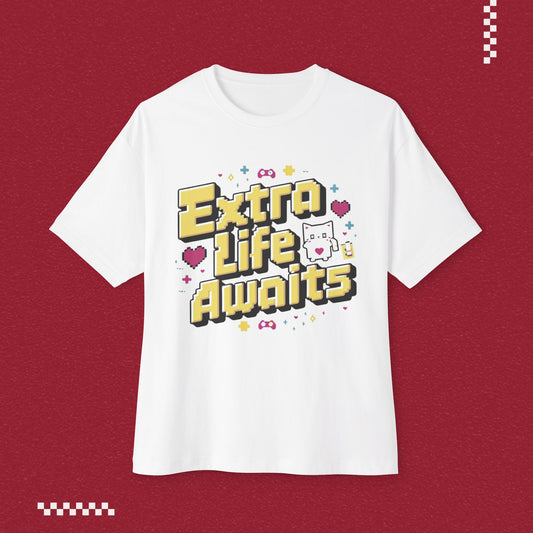 Extra Life Await Unisex Retro Oversized Boxy Tshirt
