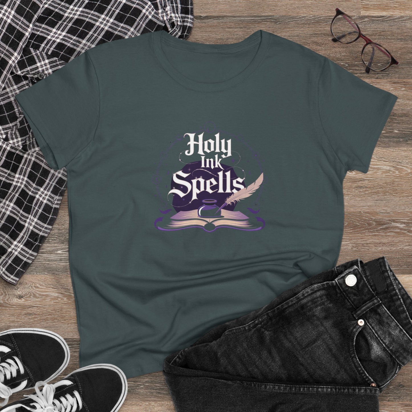 Holy Ink Spells Women Cotton Tshirt