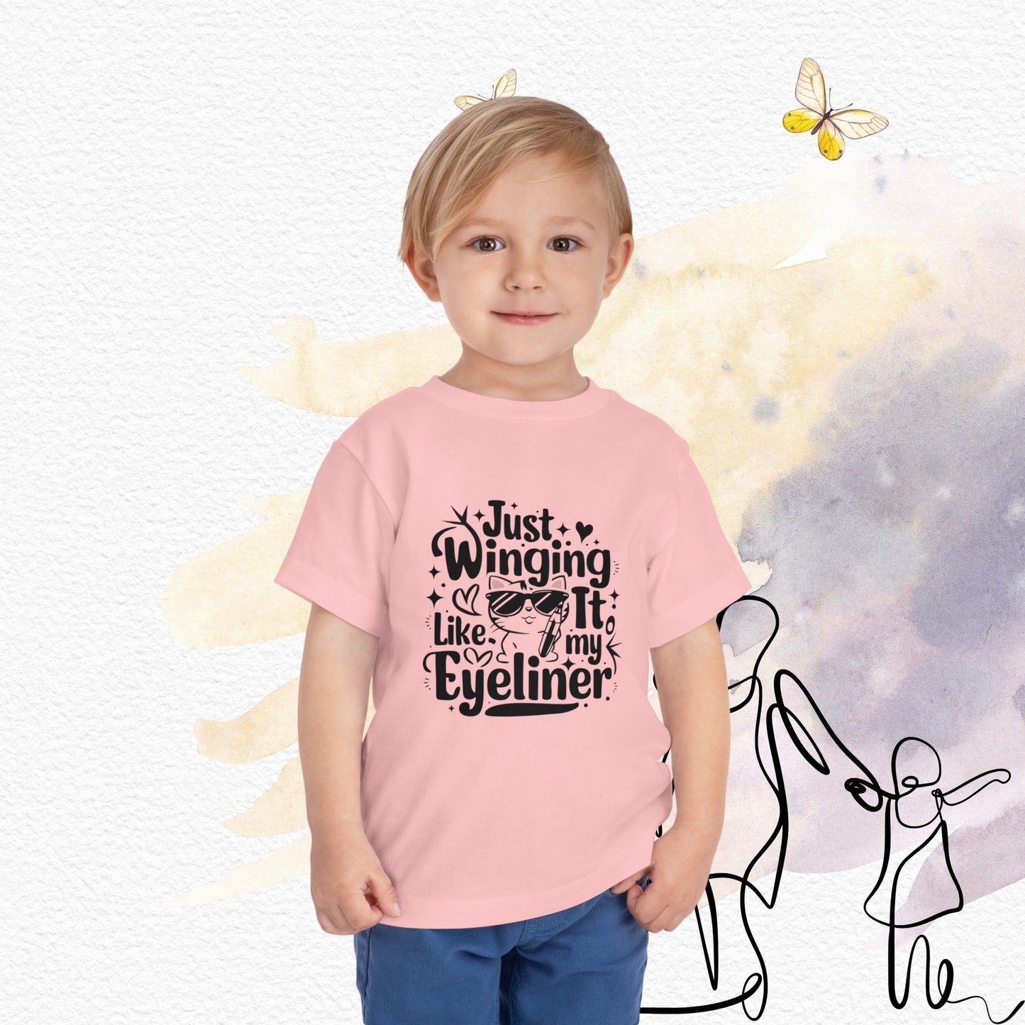 Just Winging it Like My Eyeliner Toddler Cotton T-Shirts