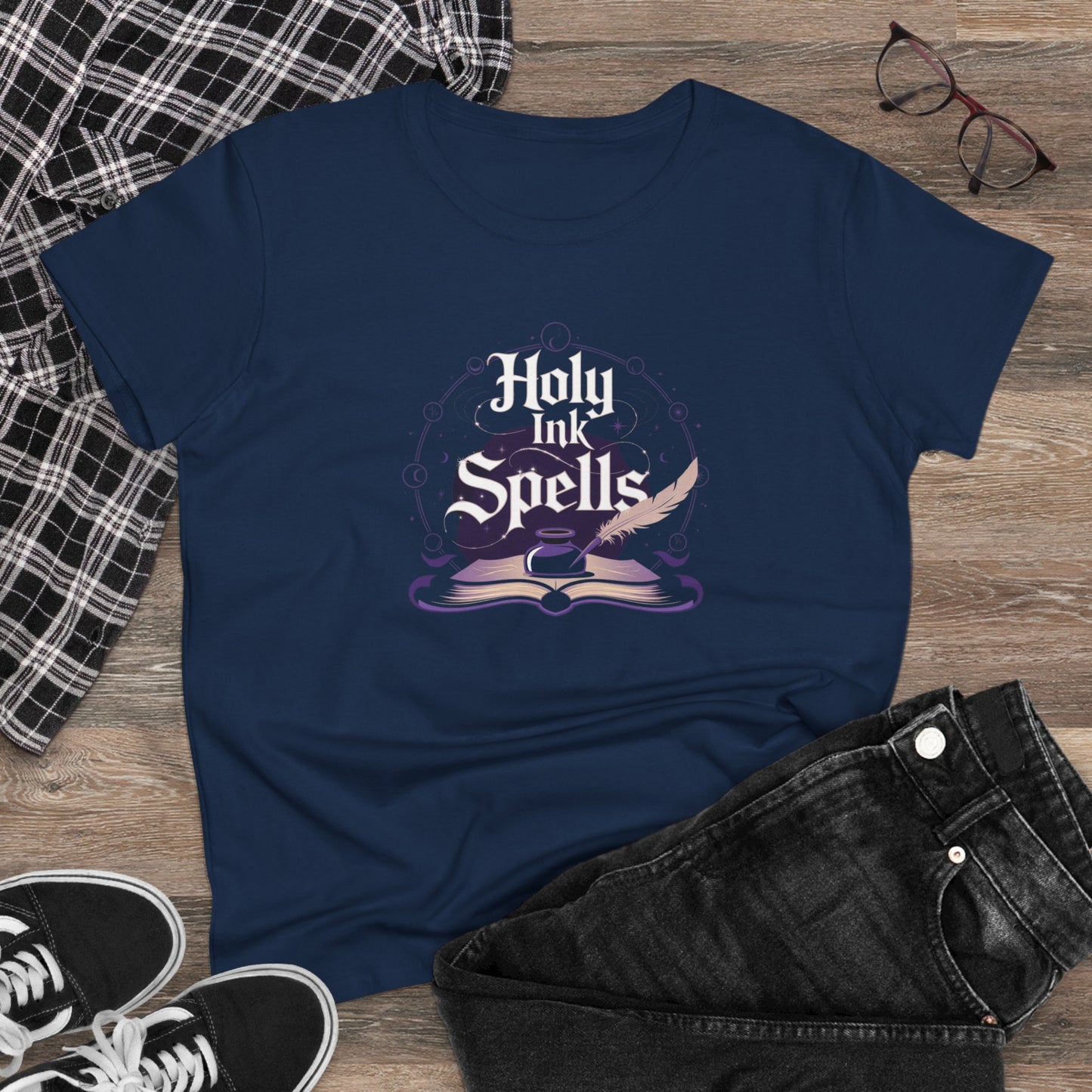 Holy Ink Spells Women Cotton Tshirt