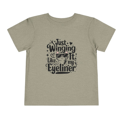 Just Winging it Like My Eyeliner Toddler Cotton T-Shirts