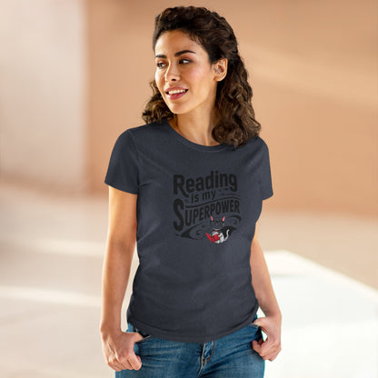 Reading Is My Superpower Women Crew Neck Cotton Tshirt