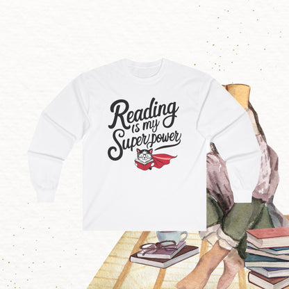 Reading Is My Superpower Cotton Long Sleeve Tshirt
