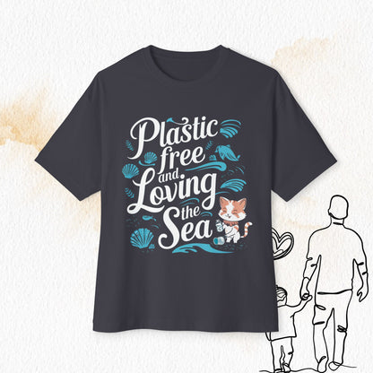 Plastic Free Loving Ocean Unisex Oversized Boxy Tshirts