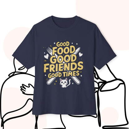 Good Food Good Friend Unisex Friendship Oversized Boxy Tee