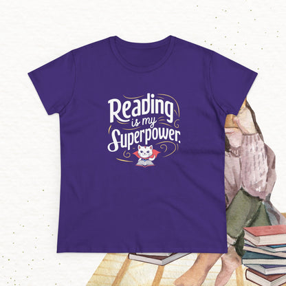 Reading Is My Superpower Women Cotton Tshirt