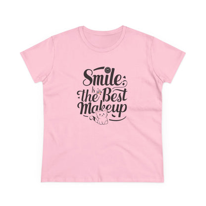 Smile Is The Best Makeup Women Cotton Tshirt