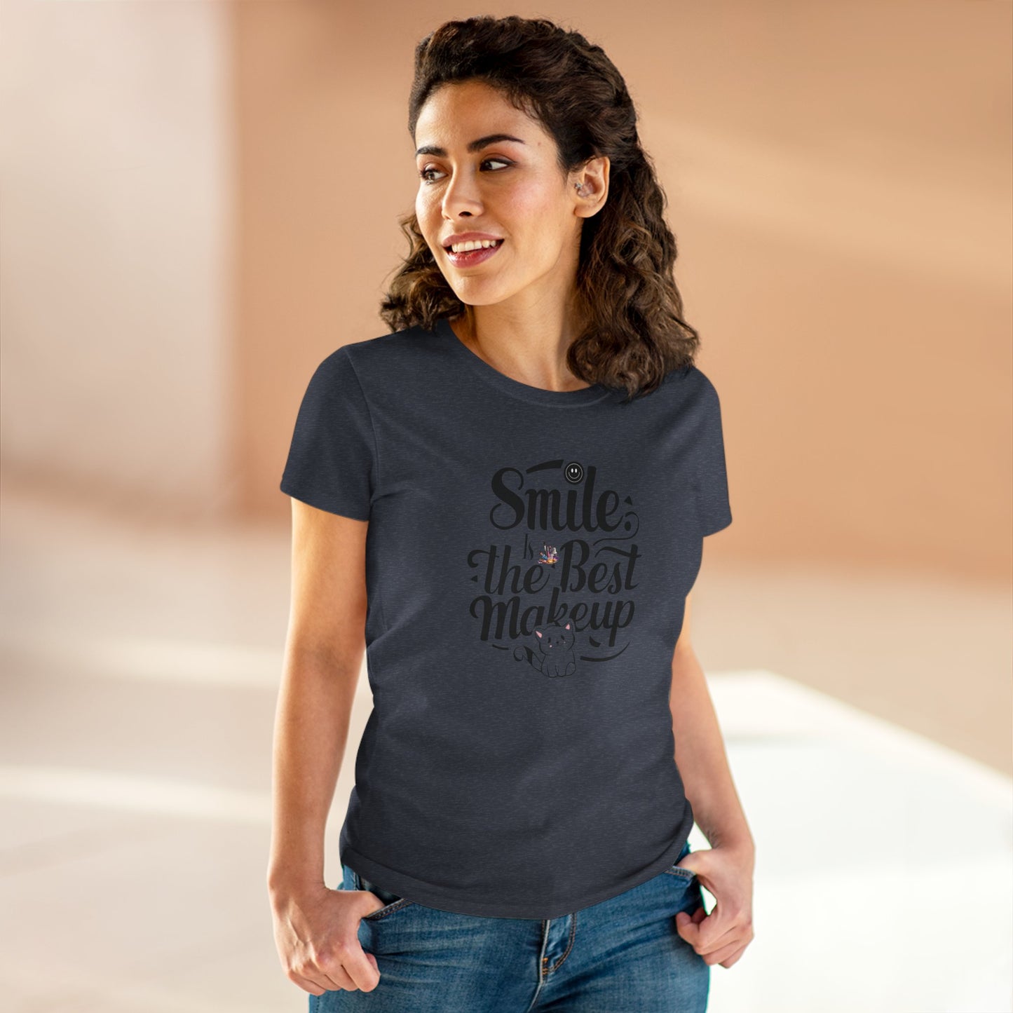 Smile Is The Best Makeup Women Cotton Tshirt