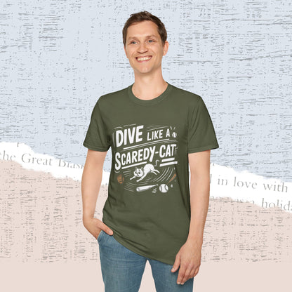 Dive Like Scaredy Cat Cotton Crew Neck Men Tshirt