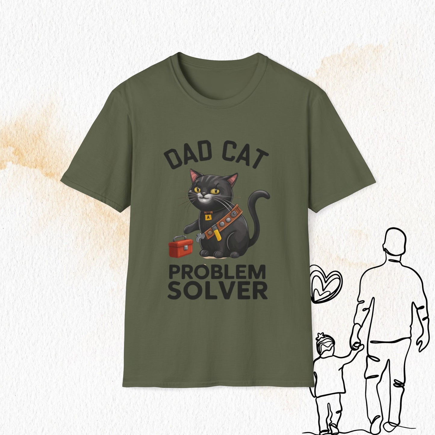 Dad Cat Problem Solver Cotton Men Tshirt